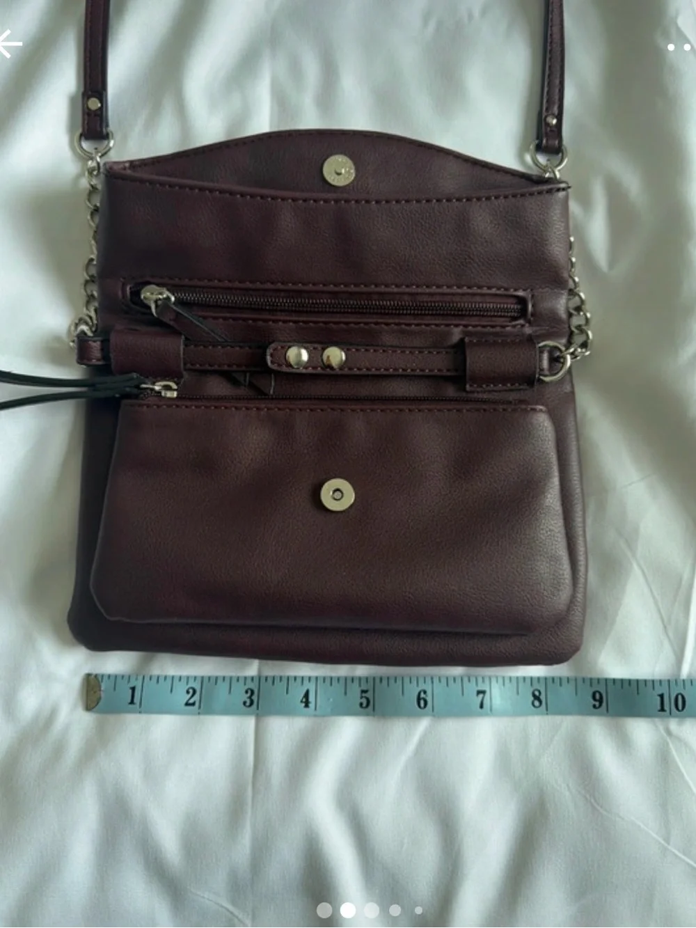 Women's Burgundy Crossbody or Wristlet Convertible Bag with Chain Strap
